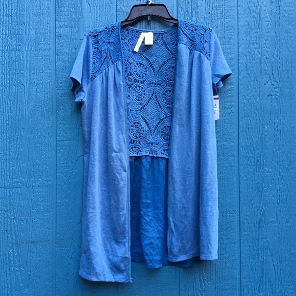 NWT Forgotten Blue Grace Crochet Open Cardigan M - Picture 3 of 6